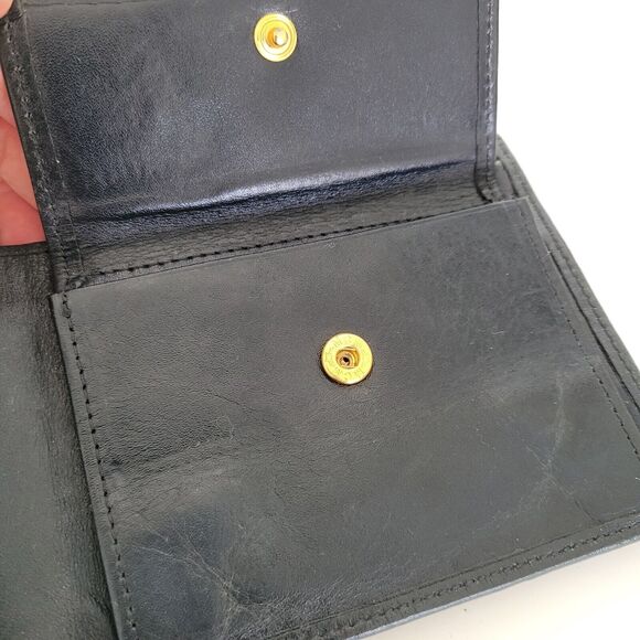 MCM Vintage Men's Wallet Card Case Leather Designer Bifold Signature Navy Blue - Picture 10 of 14